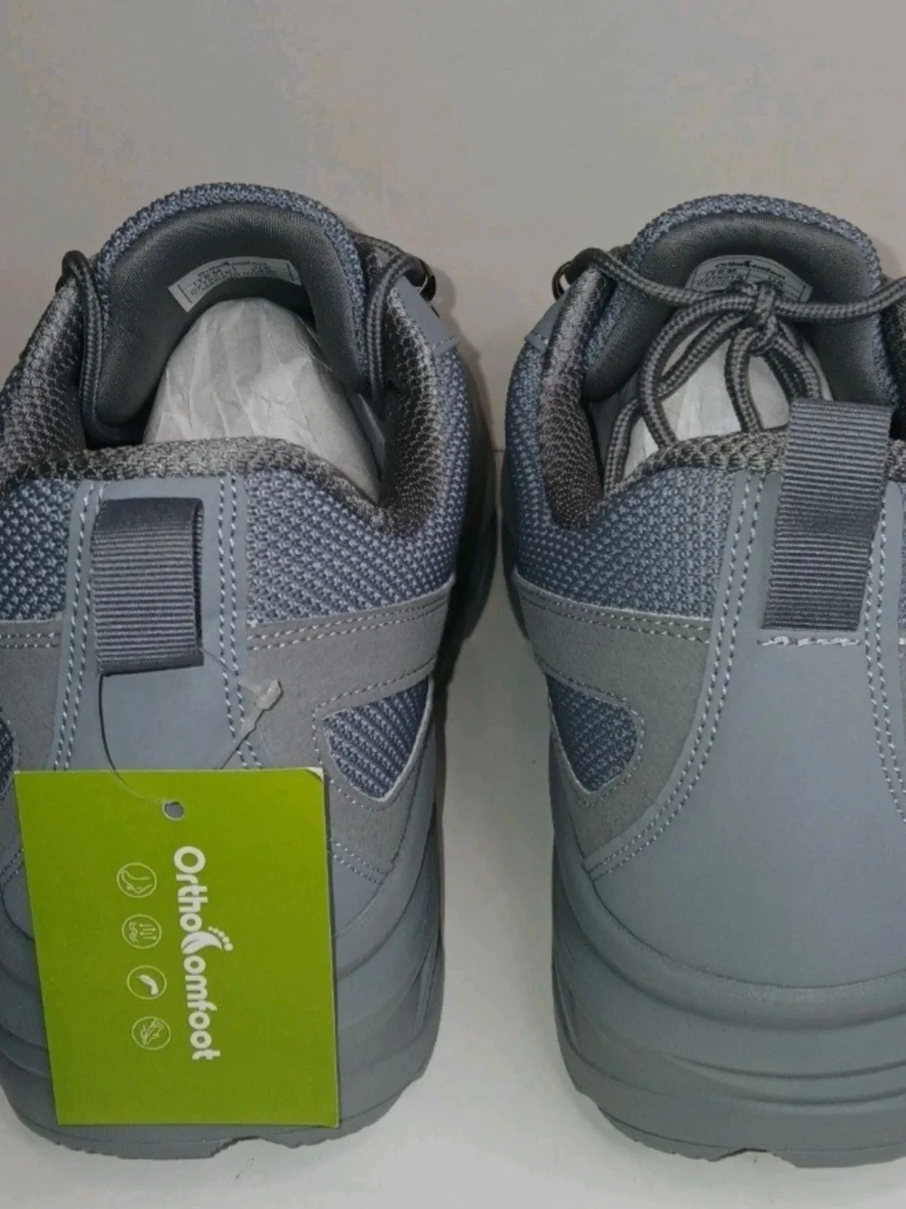 OrthoComfoot Men's 12W Grey Athletic Walking Shoes Cushion Orthopedic OFTN01B